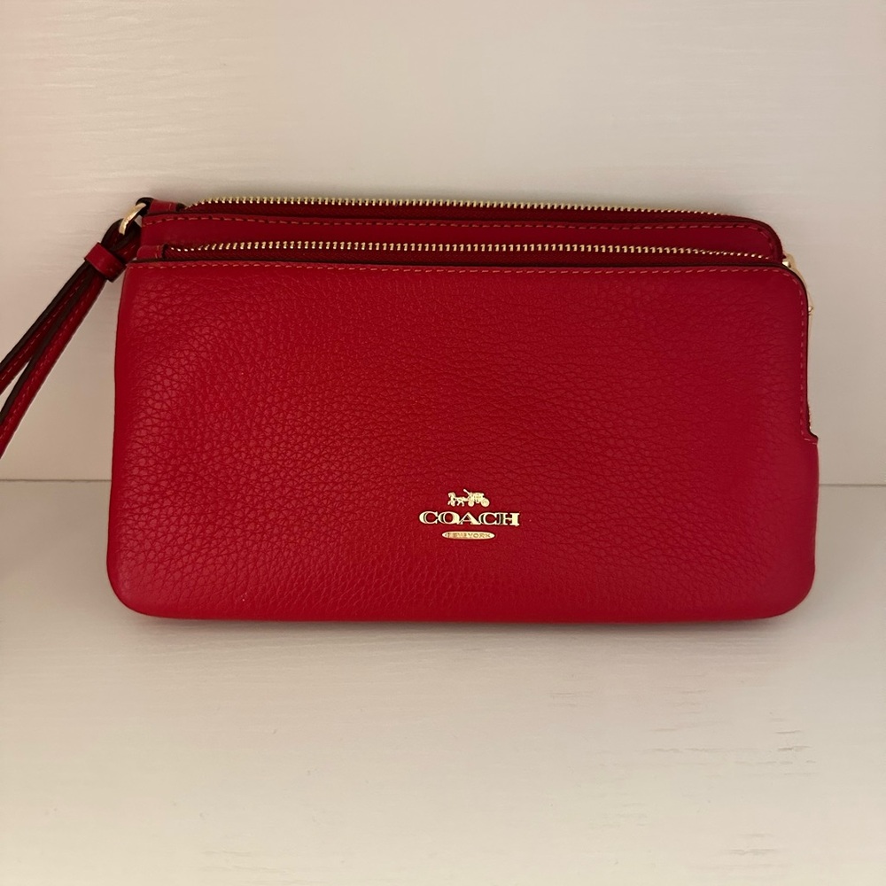 Coach Vibrant Red Leather Clutch